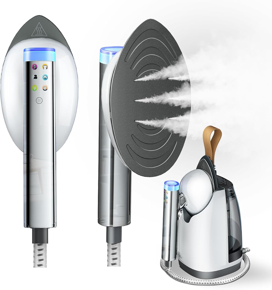 2-in-1 Steamer for Clothes, Handheld & Standing with Auto Off | 800ml water tank, heats up in 30 seconds, 6 adjustable steam settings, portable handheld & standing design