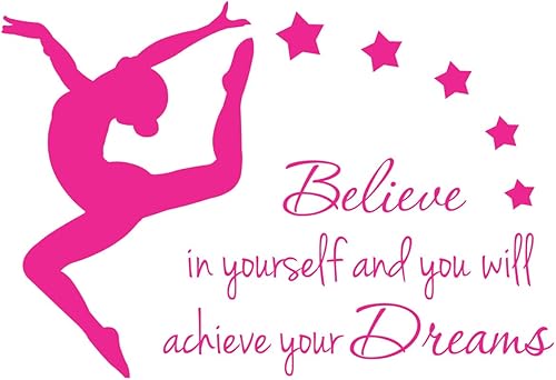 Miniatura 7 de Adhesivo decorativo para pared, 33 x 24 pulgadas, diseño de figuras de gimnasia y danza, diseño de estrellas, mural artístico, decoración del hogar,