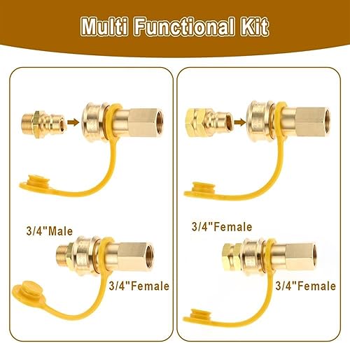 Miniatura 4 de Aupoko Generador de combustible dual de 34 pulgadas, manguera de propano natural, accesorios de desconexión rápida, 3 piezas de latón de conexión