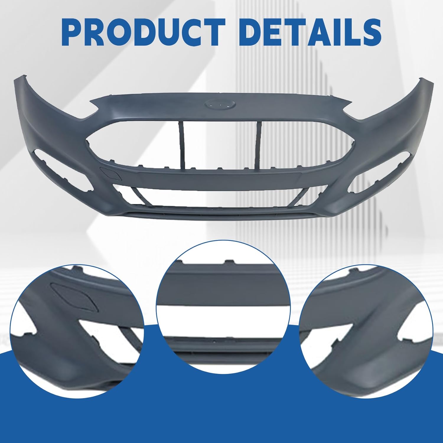 Silscvtt Primed Front Bumper Cover without Parking Sensor Holes Replacement for Fusion 2013-2016 FO1000680 DS7Z17D957AAPTM