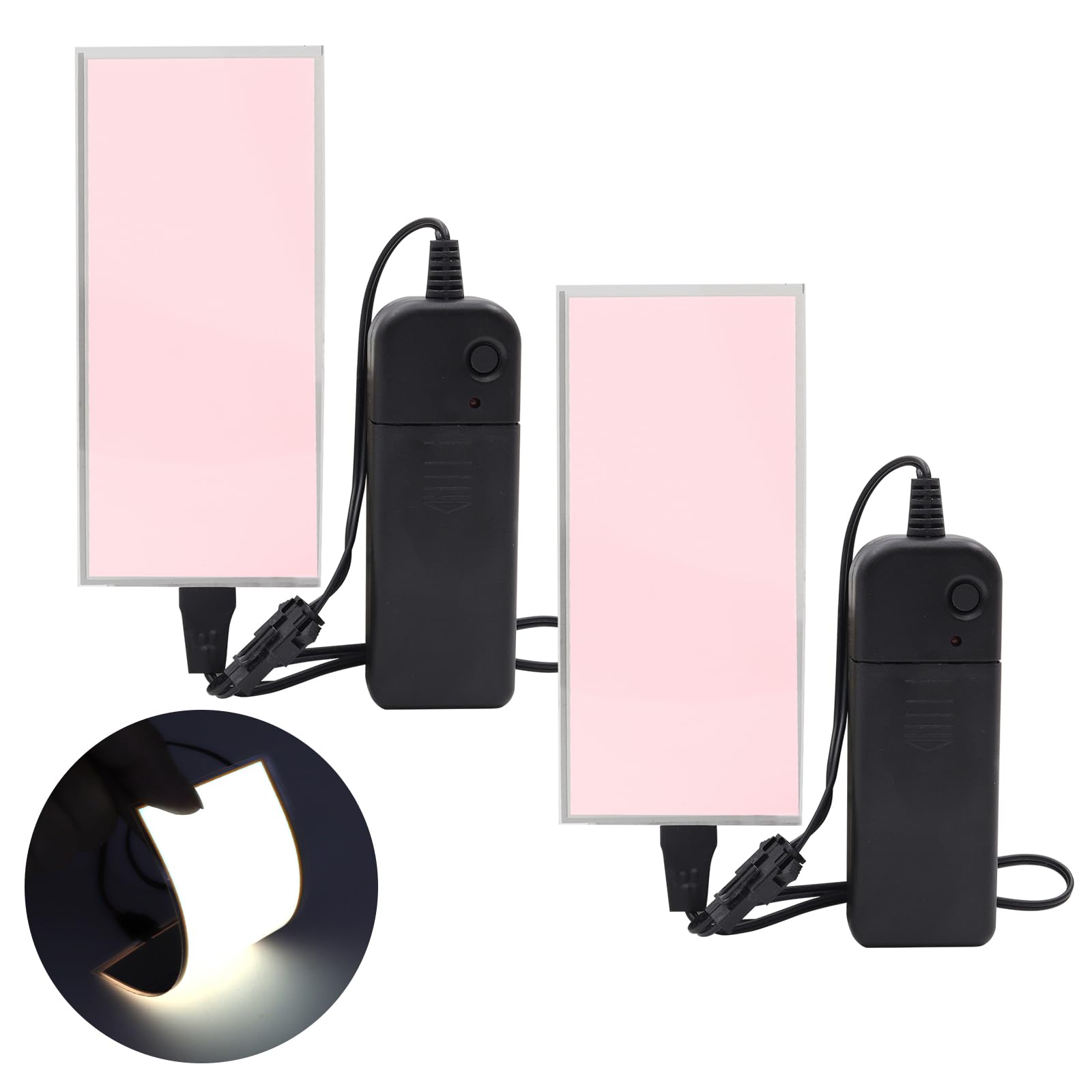 2Pcs Electroluminescent Light Sheet DIY EL Cuttable 12cm x 5cm Electroluminescent EL Panel Light for Decoration/Warning Constant bright/Fast flashing/slow flashing Three modes (White)