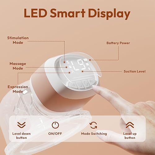 Miniatura 8 de Extractor de lactancia materna portátil, manos libres de batería de larga duración, extractor de leche eléctrico portátil con 3 modos y 9 niveles,