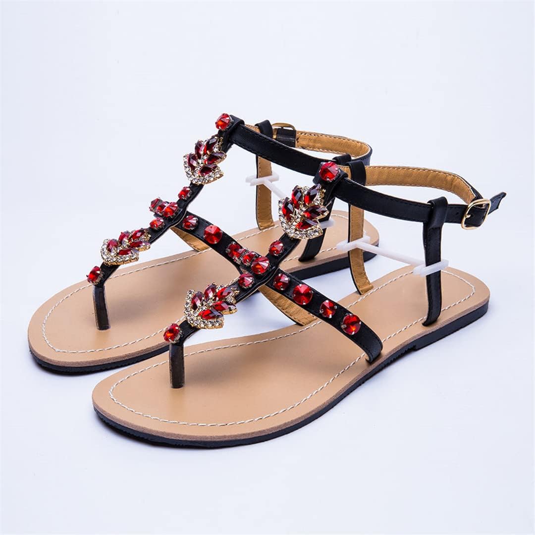 Women Summer Shining Beach Sandals Diamond Shoes Flip Flop Rhinestone Casual T-Strap Slipper