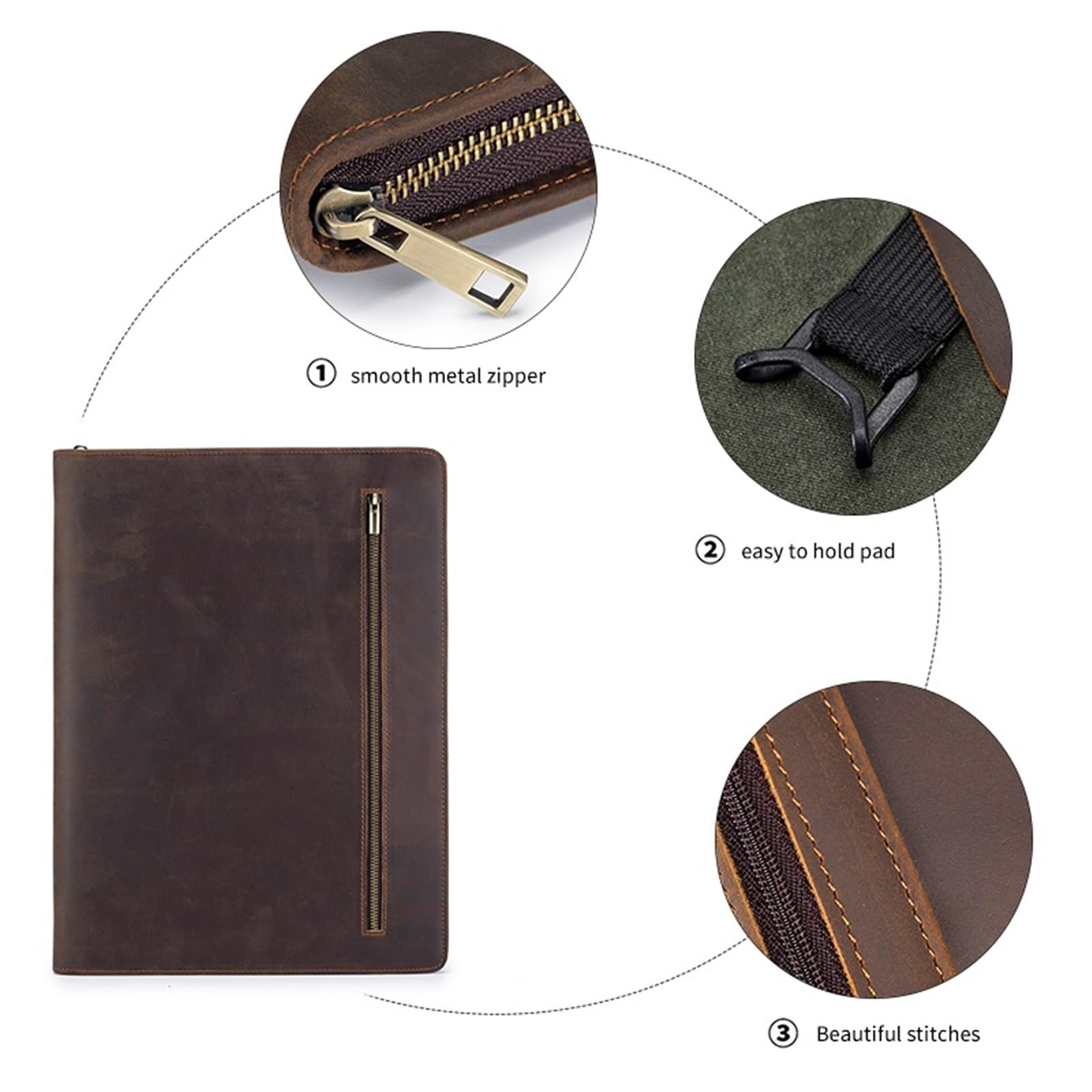 Dokumententasche Aus Leder Multifunktions A4 Leder Padfolio Portfolio Männer Datei Ordner Telefon Dokument Halter Organizer