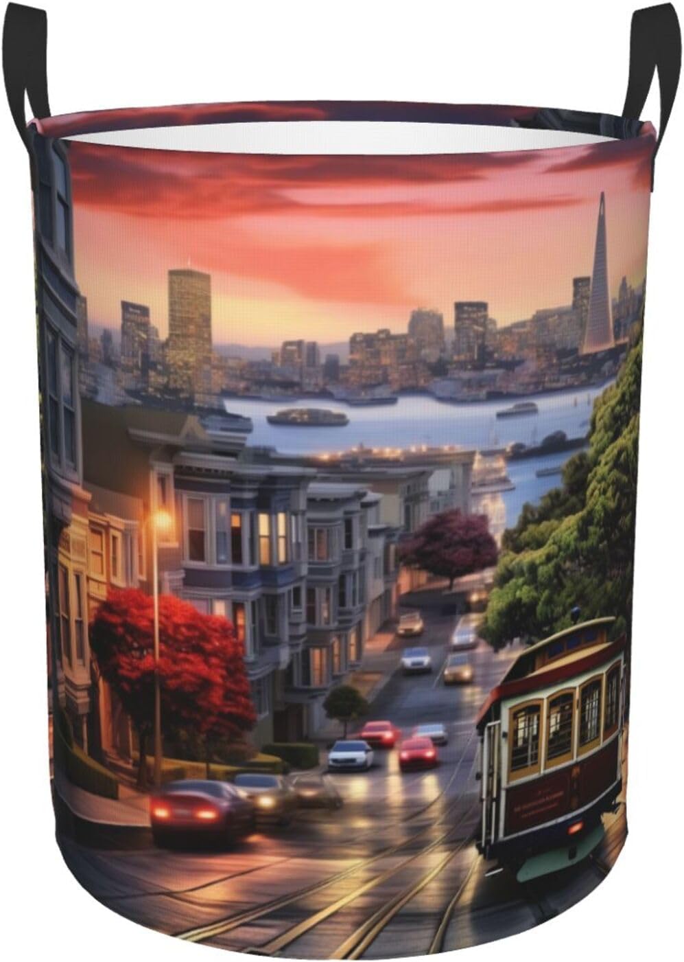 KIROJA San Francisco Laundry Hamper,Portable Clothes Hampers,Storage Basket Toys Storage Organizer For Home Dorm, Medium