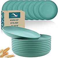 Vista 1 de PYRMONT Juego de 8 platos llanos de paja de trigo de 9 pulgadas, platos reutilizables alternativos para plástico, aptos para lavavajillas