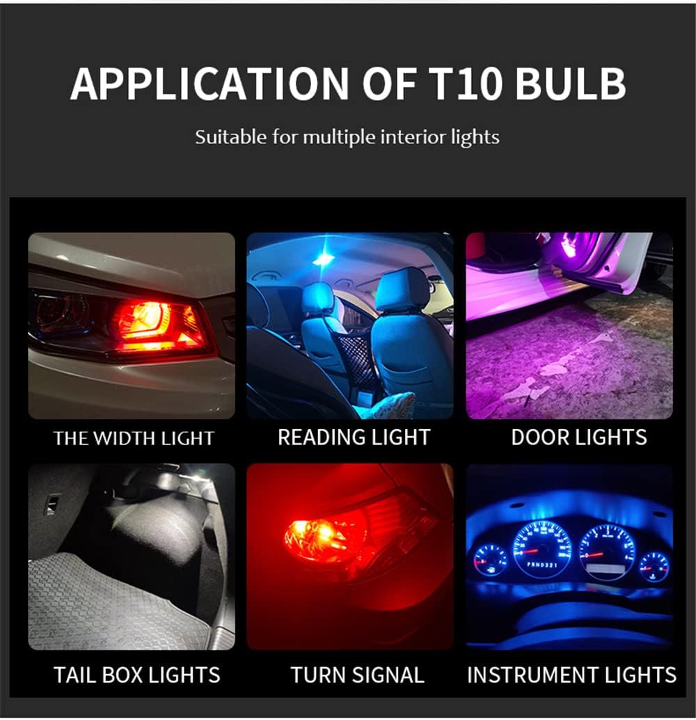 6-pack Upgraded Version,5W 194 LED Light Bulb 6000K 168 T10 w5w LED T10 Sapphire & COB Replacement Bulbs for Car Dome Map Door Courtesy License Plate Lights (Amber)