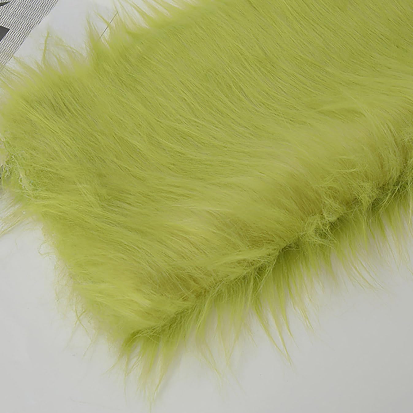 Long Pile 12cm Faux Fur Fabric Fluffy Furry Plush Material for Gnomes Beard Santa Claus Hair Christmas Decoration Dwarf Cosplay Costume DIY Craft 50 Colors(Size:180x50cm,Color:Yellow Green)