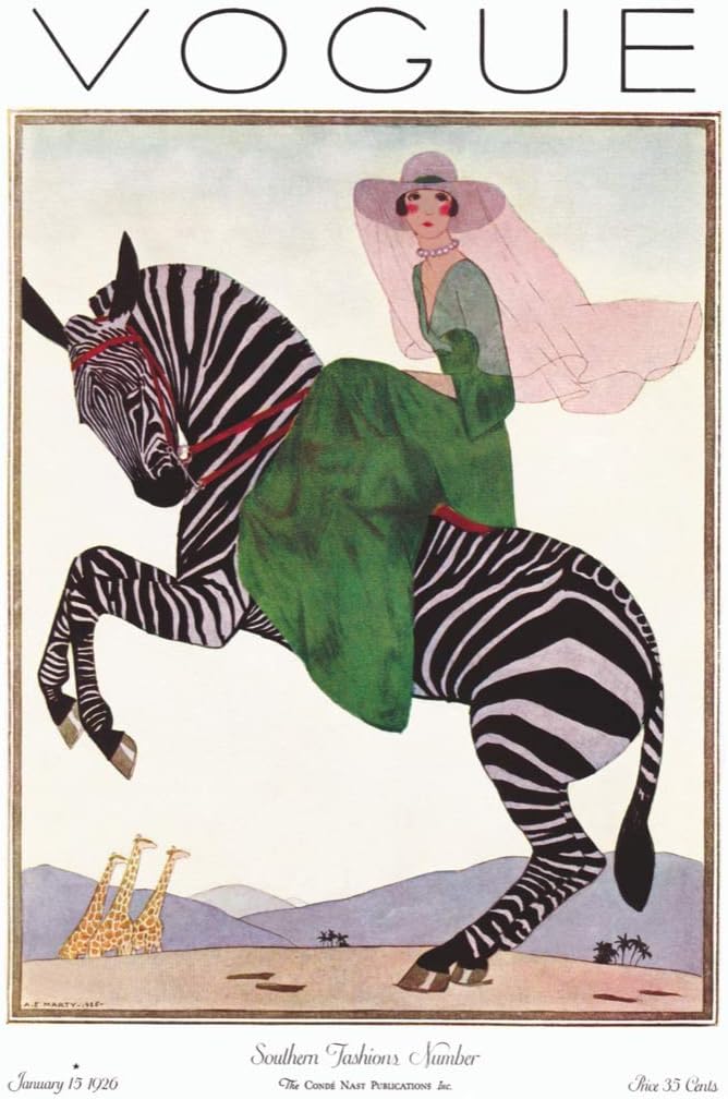 New York Puzzle Company - Vogue Magazine Lady on a Zebra - 500 Piece Jigsaw Puzzle for Family Game Nights by André Édouard Marty