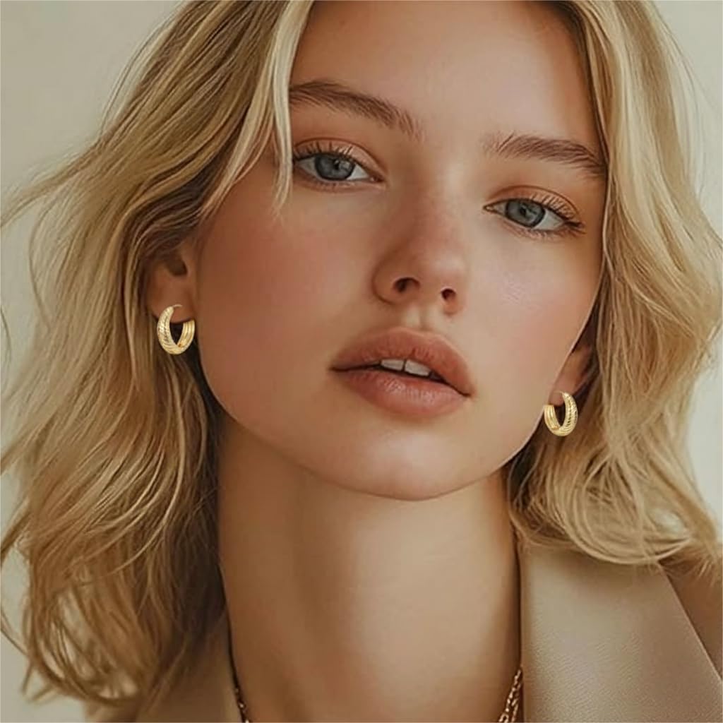 Gold Plated Hoop Earrings for Women 14K Gold Earrings for Women Design Hypoallergenic Lightweight Teardrop Gold Hoop Earrings Womens Hoops 13/18/22MM - Image 7