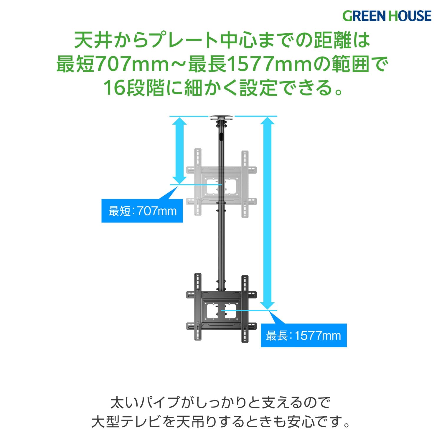 Amazon | グリーンハウス テレビ用天吊り金具 32～70インチ用 耐荷重