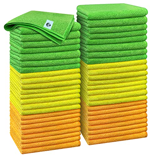 FALEYA.WZW Mikrofaser-Reinigungstuch, 48 Stück, 30,5 x 40,6 cm, wiederverwendbare Hausreinigungs- und Autowaschhandtücher, sehr saugfähig, keine Streifen und Fusselfrei Cover