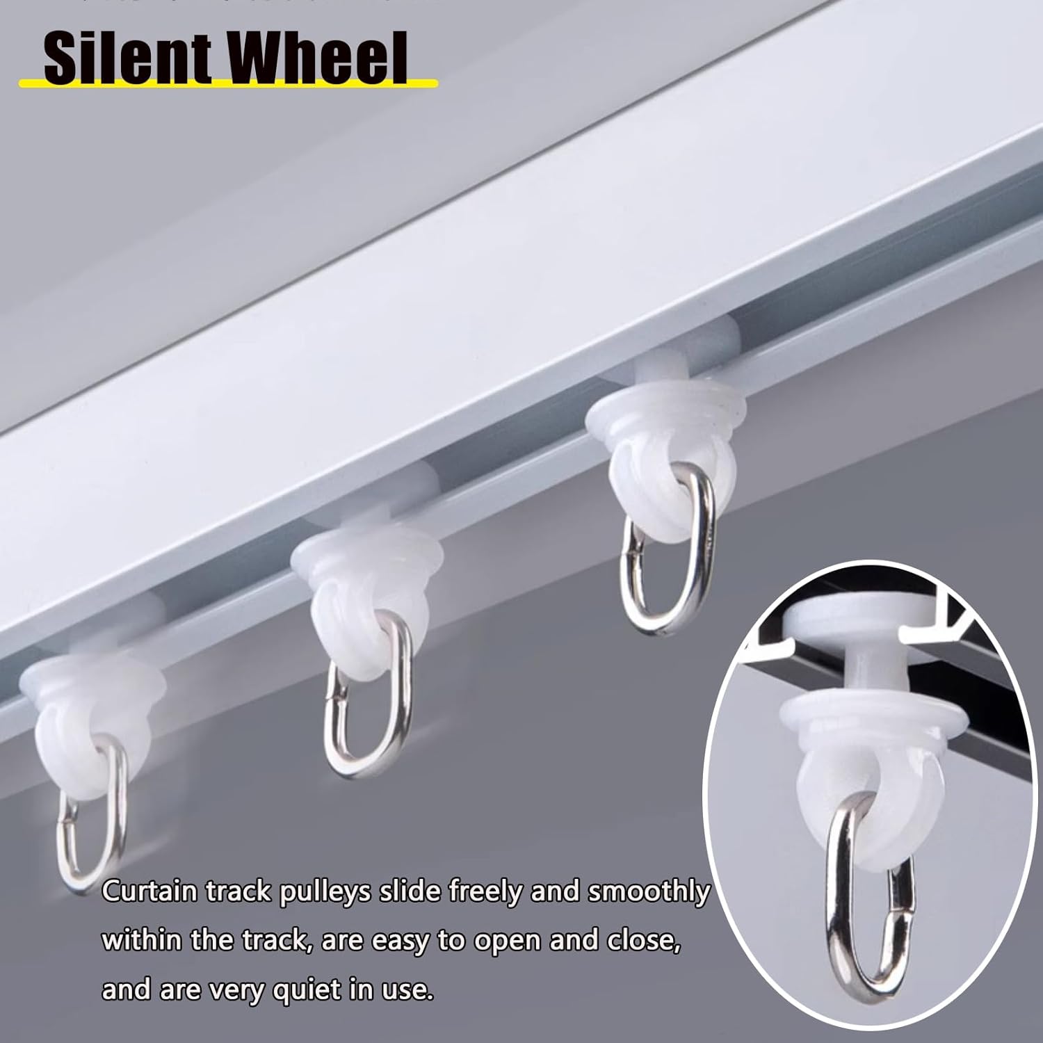 Ceiling Curtain Track with Roller, Aluminum Curtain Rail Set for Room Divider Privacy, Single Curtain Rods for Apartments, Hospital, RV