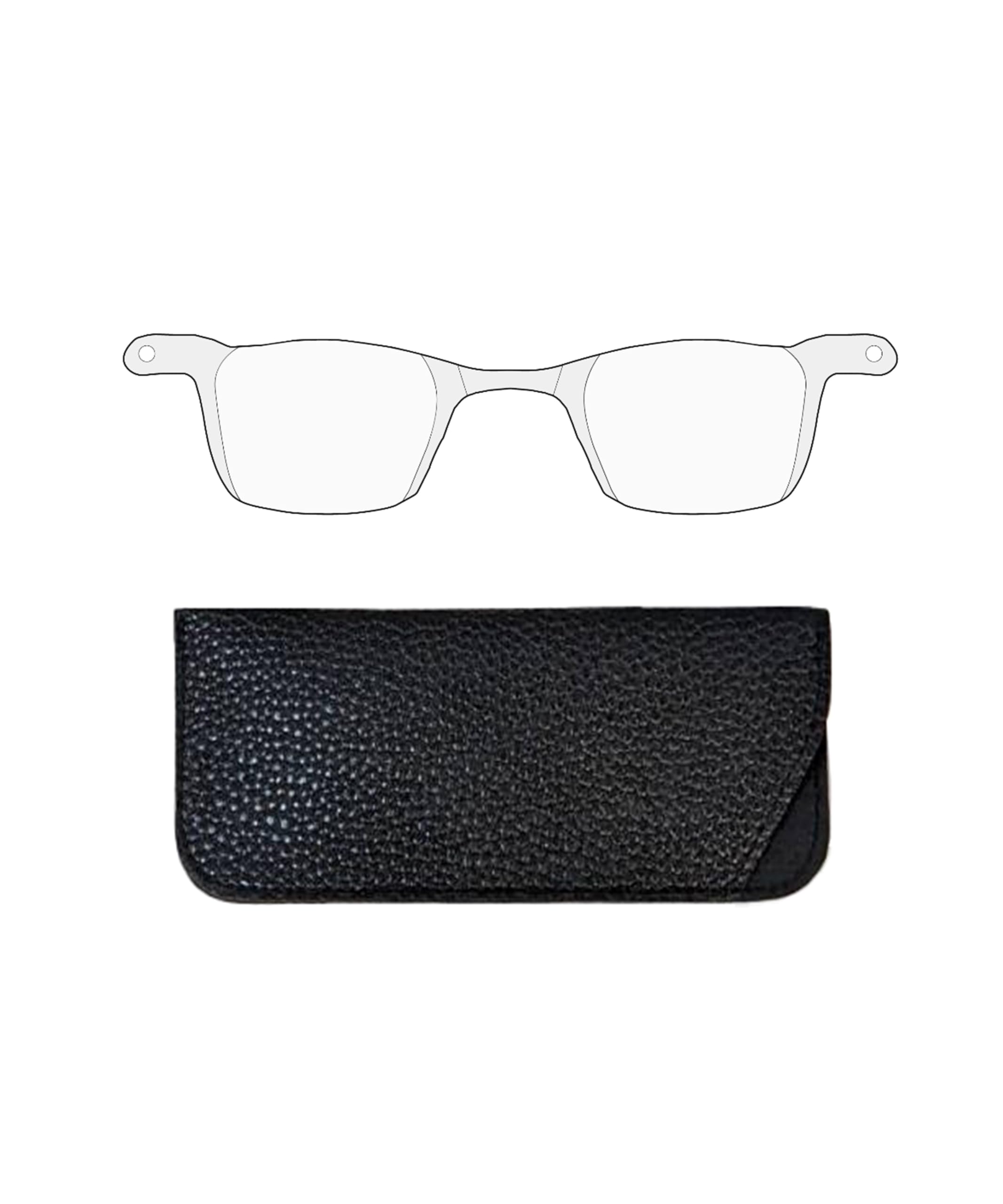 Super Light Reading Glasses Thin and Flexible Armless, Incorporate with Myopia glasses, Armless Pocket Size Readers with Leather Lens Bag (Clear, 1, x)