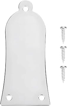 3 Holes Electric Guitar Truss Rod Cover, Metal Bell Shaped Truss Rod Cover with Screws for Epiphone Les Paul LP Style Guitar Replacement Parts Silver