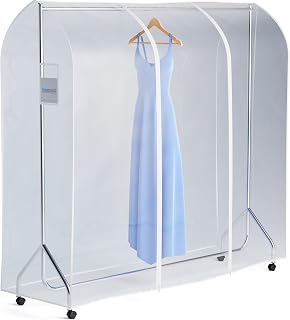 Hangerworld 6ft (184cm) Transparent Clothes Garment Rail Cover with Strong Zipper and Document Pocket