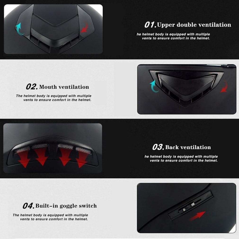 Casco Moto Integrale Con Visiere E Multi-ventilazione, Adatto For Motociclette, Casco Da Corsa For Bici Da Strada, For Uomo E Donna, Omologato DOT/ECE