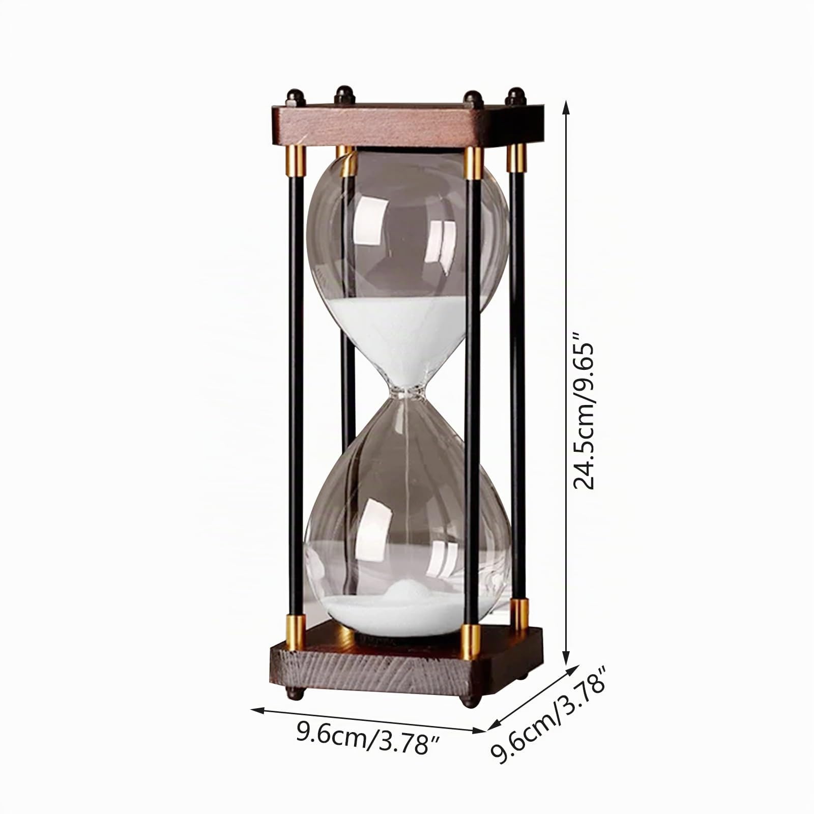 Grand sablier 60 minutes, sablier en bois, décoration en verre arc-en-ciel, cadeau pour la maison, le bureau, la décoration de mariage (blanc)