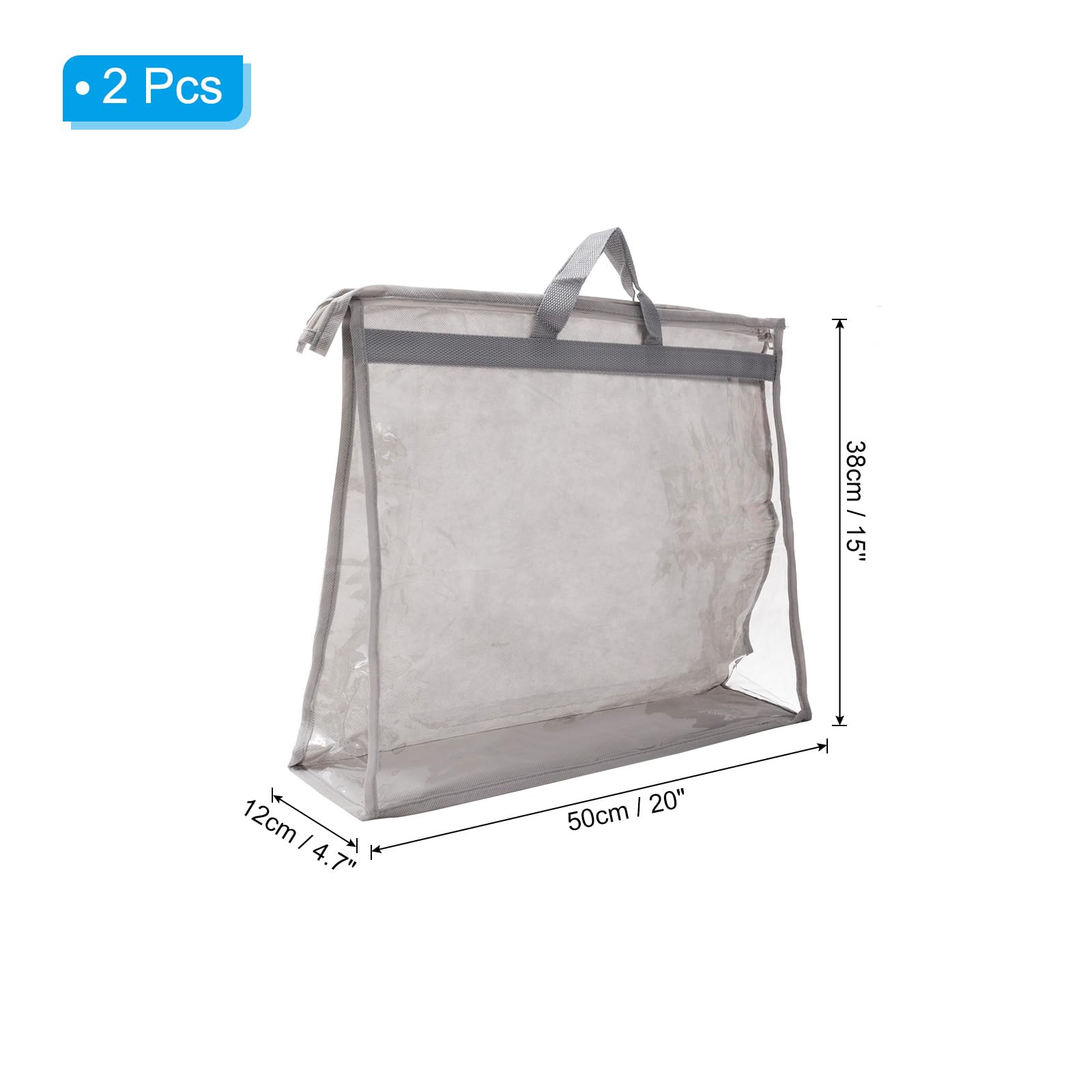 PATIKIL Mano Bolsa Polvo Bolsas, 2 Paquete Transparente Monedero Almacenamiento Organizador XXL Tamaño PVC Polvo Prueba Bolso Cubierta Transparente Monedero Protector, Claro Gris