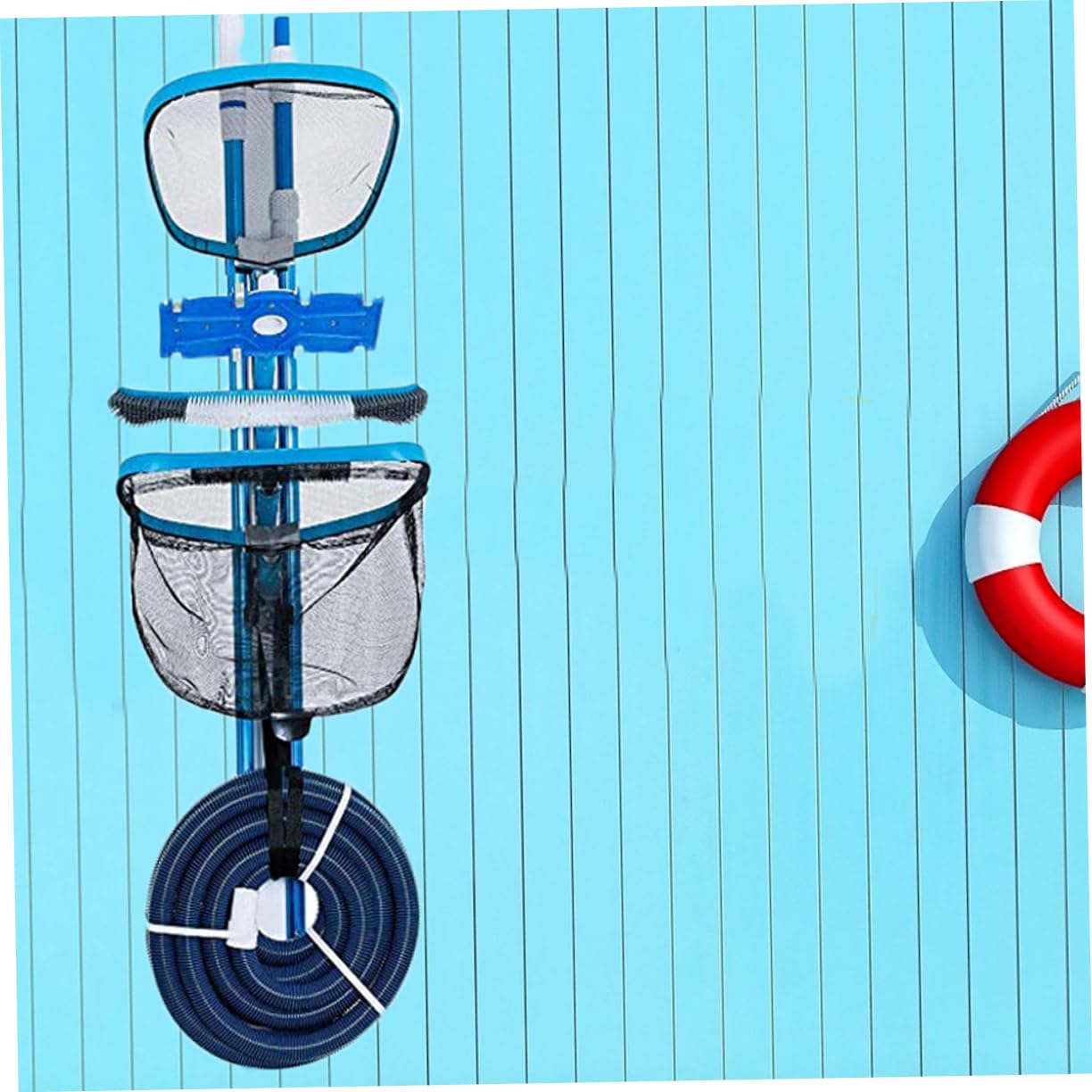 Sosoport Soporte de Limpieza de Piscinas Azul PVC y Nylon para Herramientas