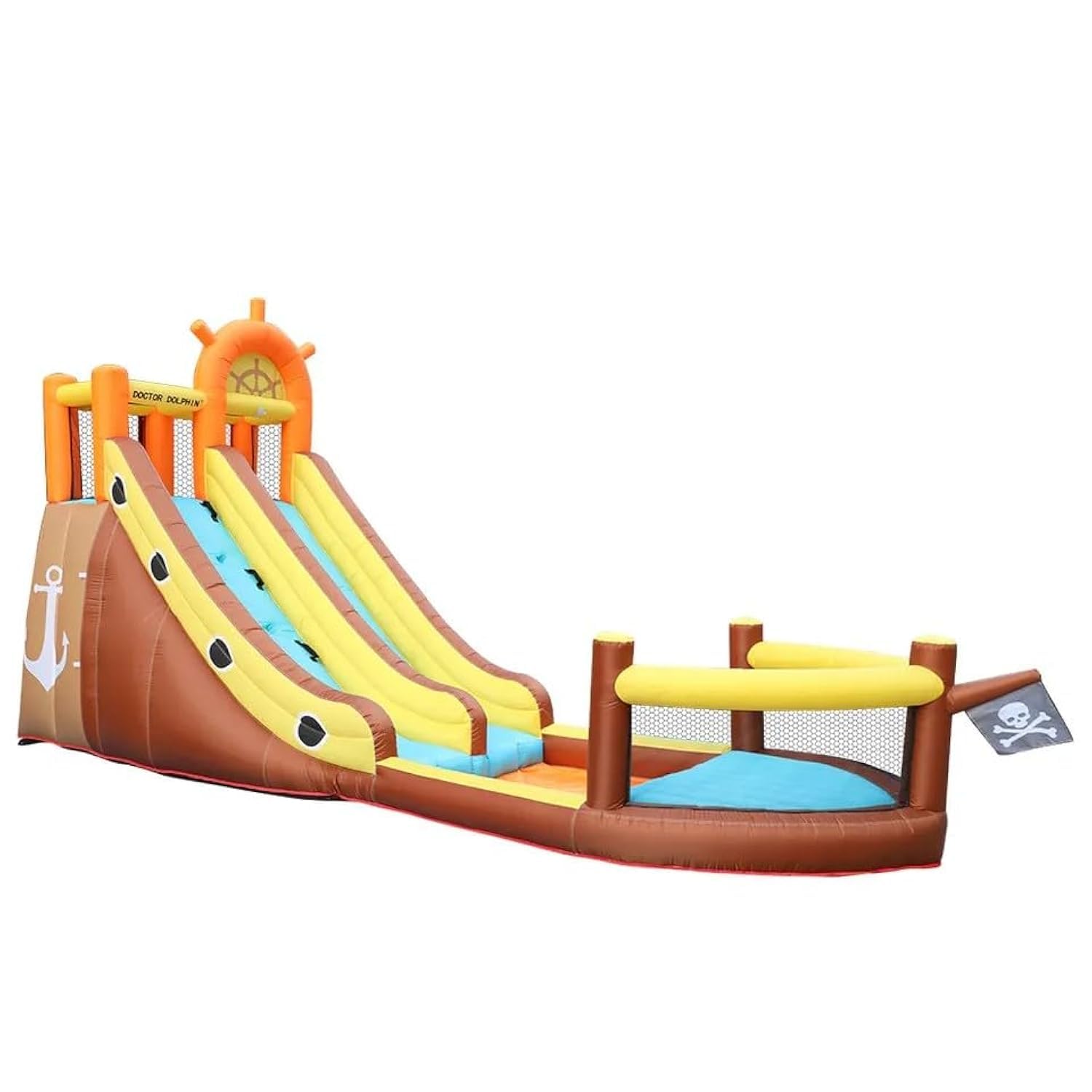 RBWTOY Pirate Ship Inflatable Climb Castle Water Slides Bounce House Games, Sports Playground for Kids