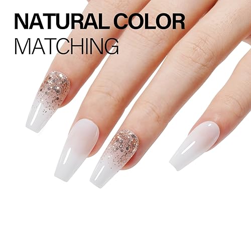 Miniatura 5 de AILLSA Polvo de inmersión blanco lechoso, polvo de inmersión de uñas translúcido, colores para salón de manicura en casa, polvo neutro fácil de usar