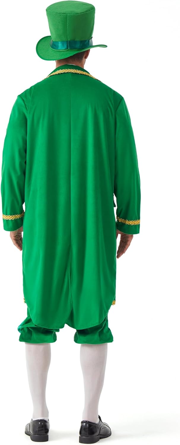 Leprechaun Costume Men 4PCS St Patricks Day Adult Green Lucky Charms Jacket Outfit Irish Festival Halloween Party - Image 3