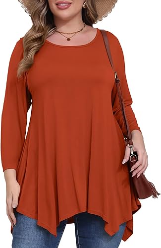 BELAROI Plus Size Tops for Women Fall Tunic Tops to Wear with Leggings 3/4 Sleev