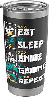 Eat Sleep Anime Gaming Repeat Japanese Otaku Anime Manga Stainless Steel Insulated Tumbler