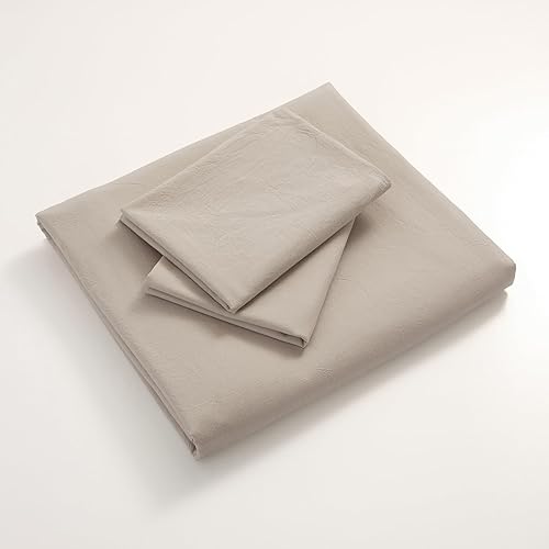 Miniatura 7 de JIYUAN Juego de funda de edredón 100% algodón lavado, cómodo, estilo simple, suave, transpirable, texturizado, duradero, sensación de lino para