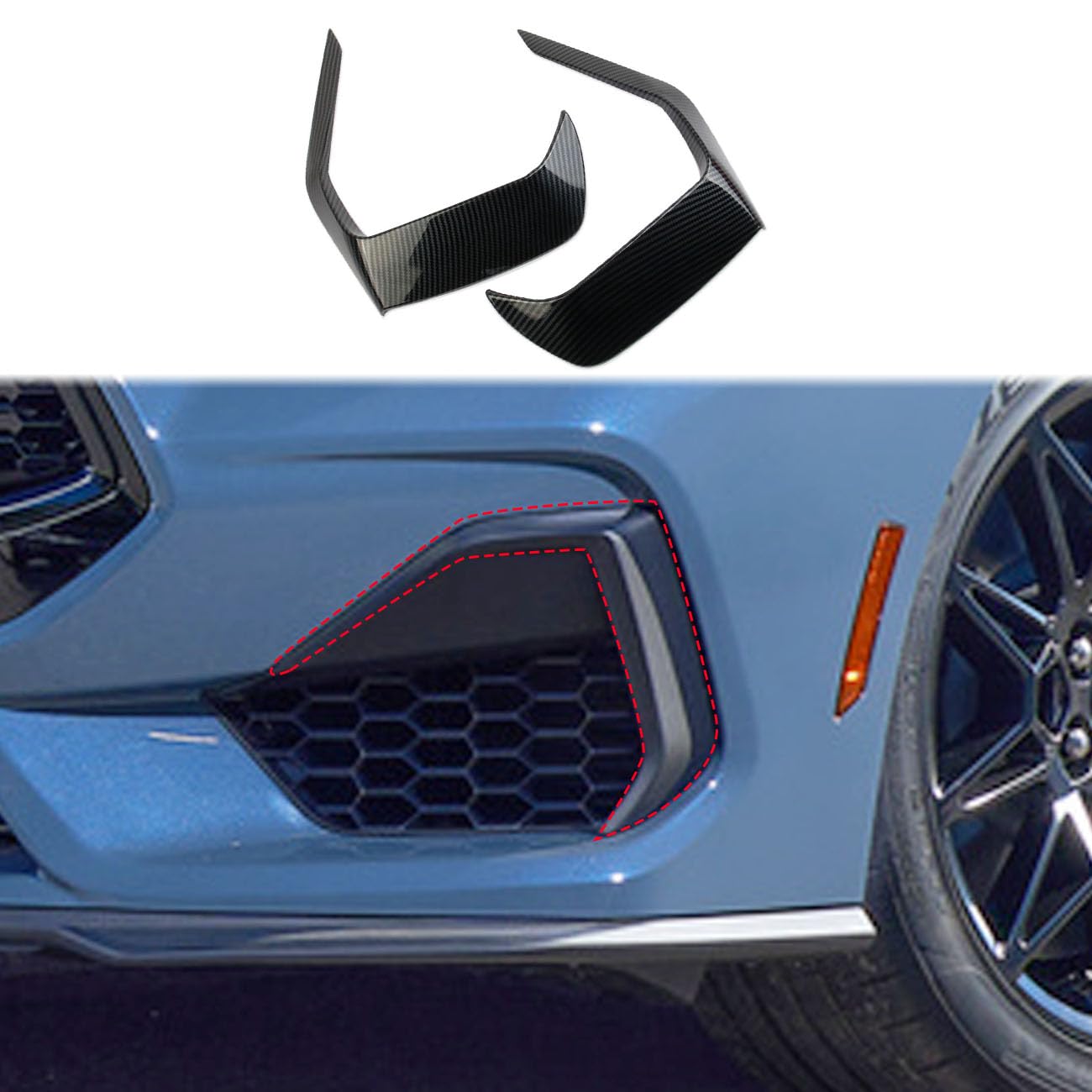 Carbon Fiber Front Bumper Grille Cover Trim Accessories For 2024 Ford Mustang GT/GT Premium (type 2)