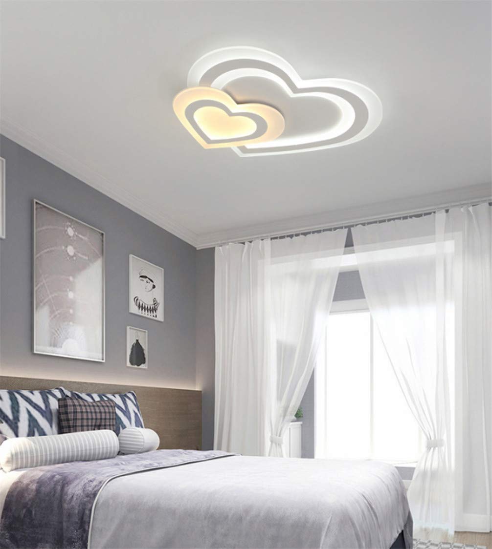 Moderno LED Lámpara de Techo Regulable Niña Chico Niño Dormitorio Plafón Luz de Techo con Mando Distancia, 40W Corazon Diseño Sala Estar Cocina Baño Deco Luz Pantalla de Acrilica L50*W48cm