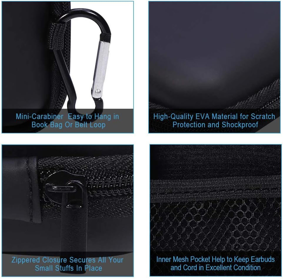Cases for Earbuds,Aneuzs Earphone Carry Cases 5 Pack Headphone Storage Bag with Zipper and Carabiner for Smartphone Earphone USB Cable,SD Cards,Small Round Pocket & Square Little Travel Cases