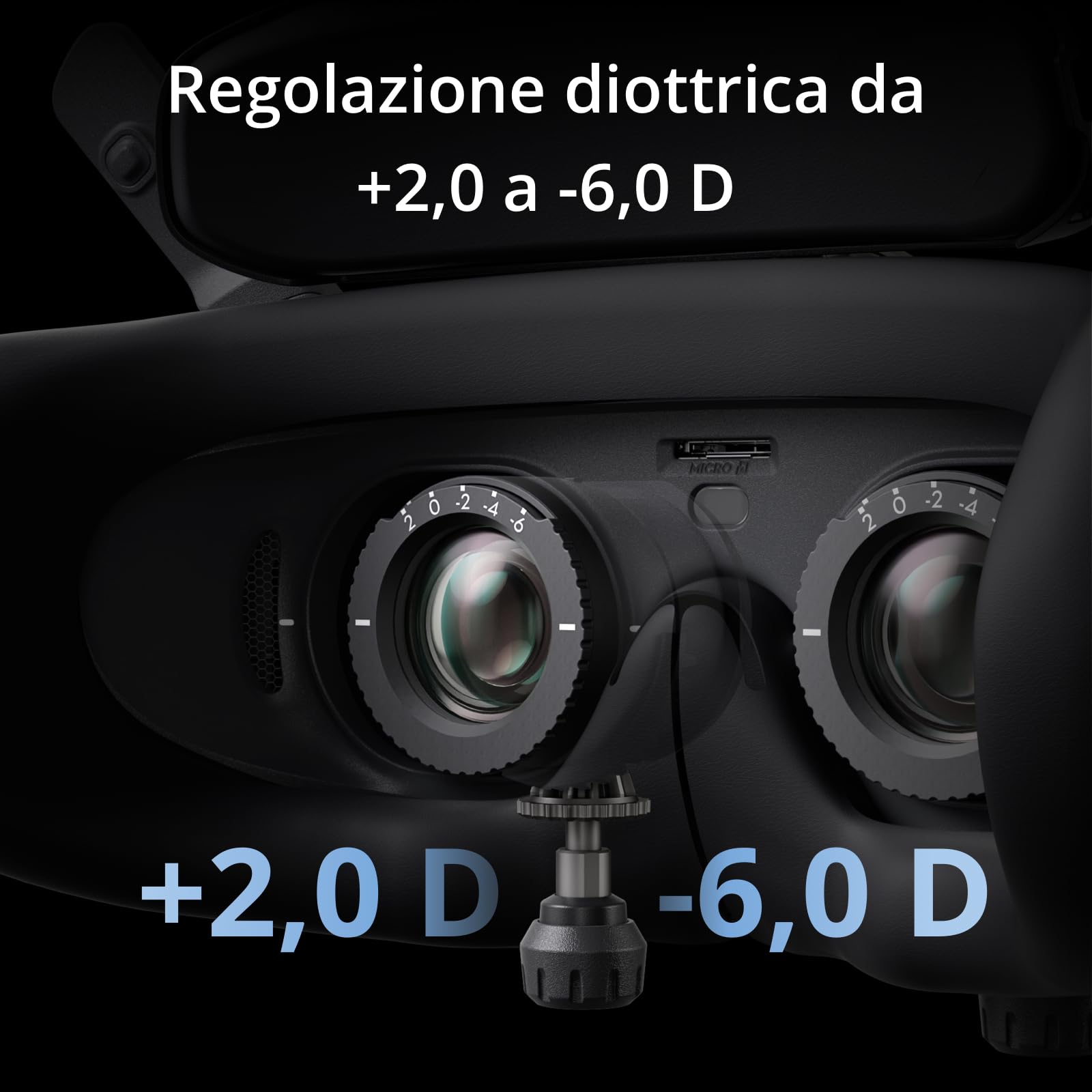 DJI Goggles 3, visore FPV con straordinari schermi micro OLED, esperienza di volo immersiva, trasmissione video O4 HD, diottrie regolabili, streaming wireless, visore per drone