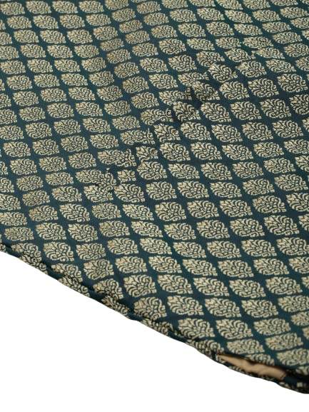 Image of SOJANYA (Since 1958) Men's Silk Blend Dark Green Kurta & Silk Blend Nehrujacket With Off White Churidar Pyjama Set