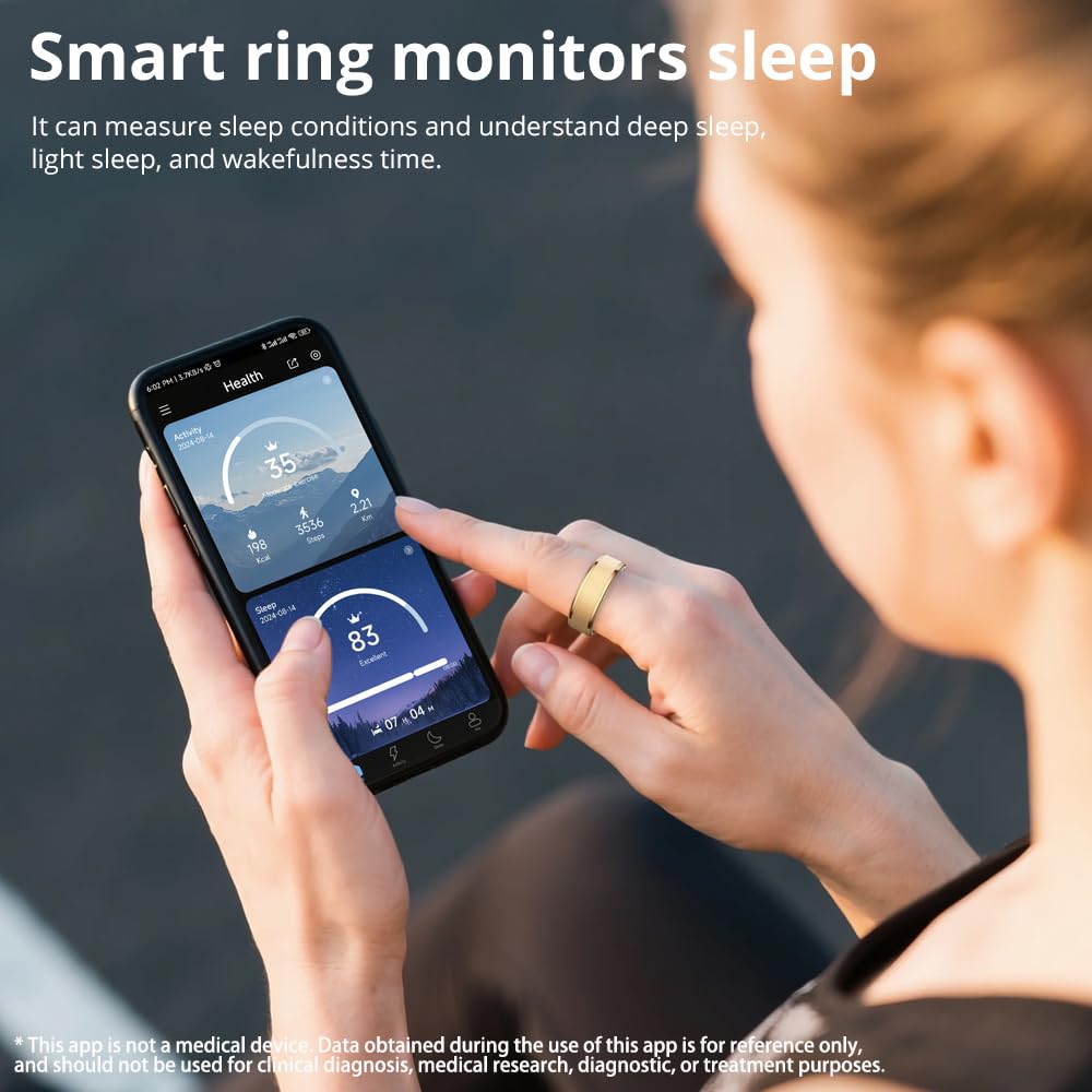 R10 Smart Ring, Smart Health Ring for Women, Features Heart Rate, Blood Oxygen, Sleep Monitoring, Pedometer, and Fitness Tracker. (Rose Gold, 10#)