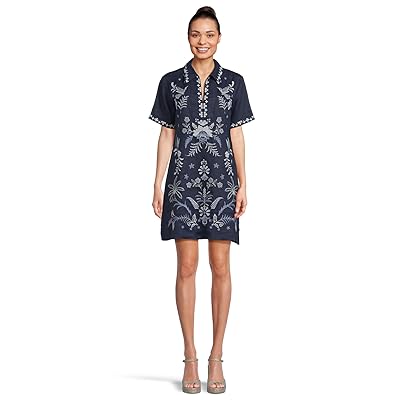 Johnny Was Linen Henley Collared Dress Winona Women