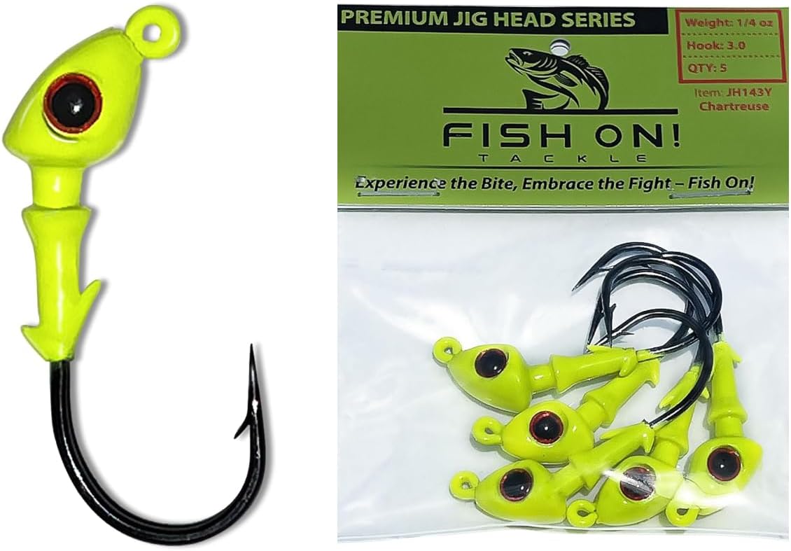 Jig Heads Pack of 5 - Fishing Jigs with Super Sharp Black Nickel Hooks - Double Locking Bait Stays & Multi-Color 3D Eyes - Perfect for Freshwater & Saltwater Fishing
