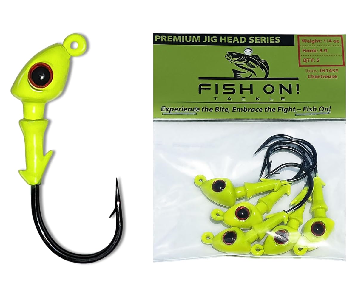 Jig Heads Pack of 5 - Fishing Jigs with Super Sharp Black Nickel Hooks - Double Locking Bait Stays & Multi-Color 3D Eyes - Perfect for Freshwater & Saltwater Fishing