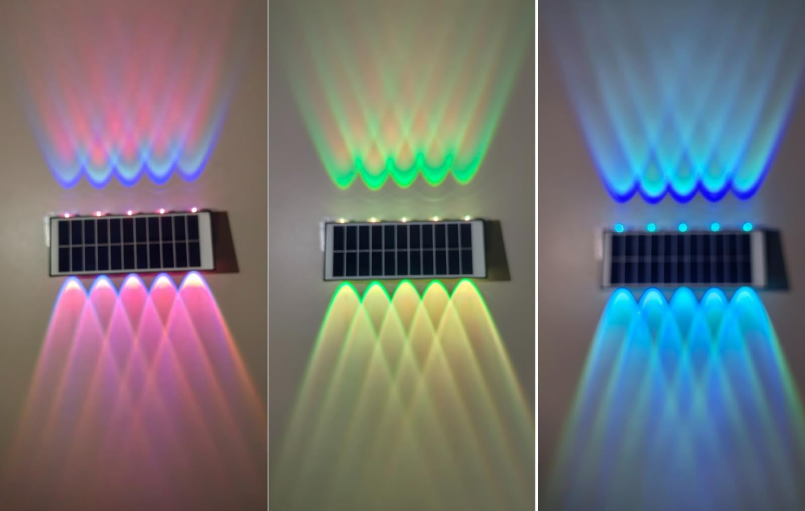 GDJIAYIYI Solar Lights,Solar Wall Light Outdoor, up and Down Lights, Solar Fence Lights, Fence Light Solar Powered Waterproof, Energy Class A+++ (RGB-6 LED Lights(2 Pack))