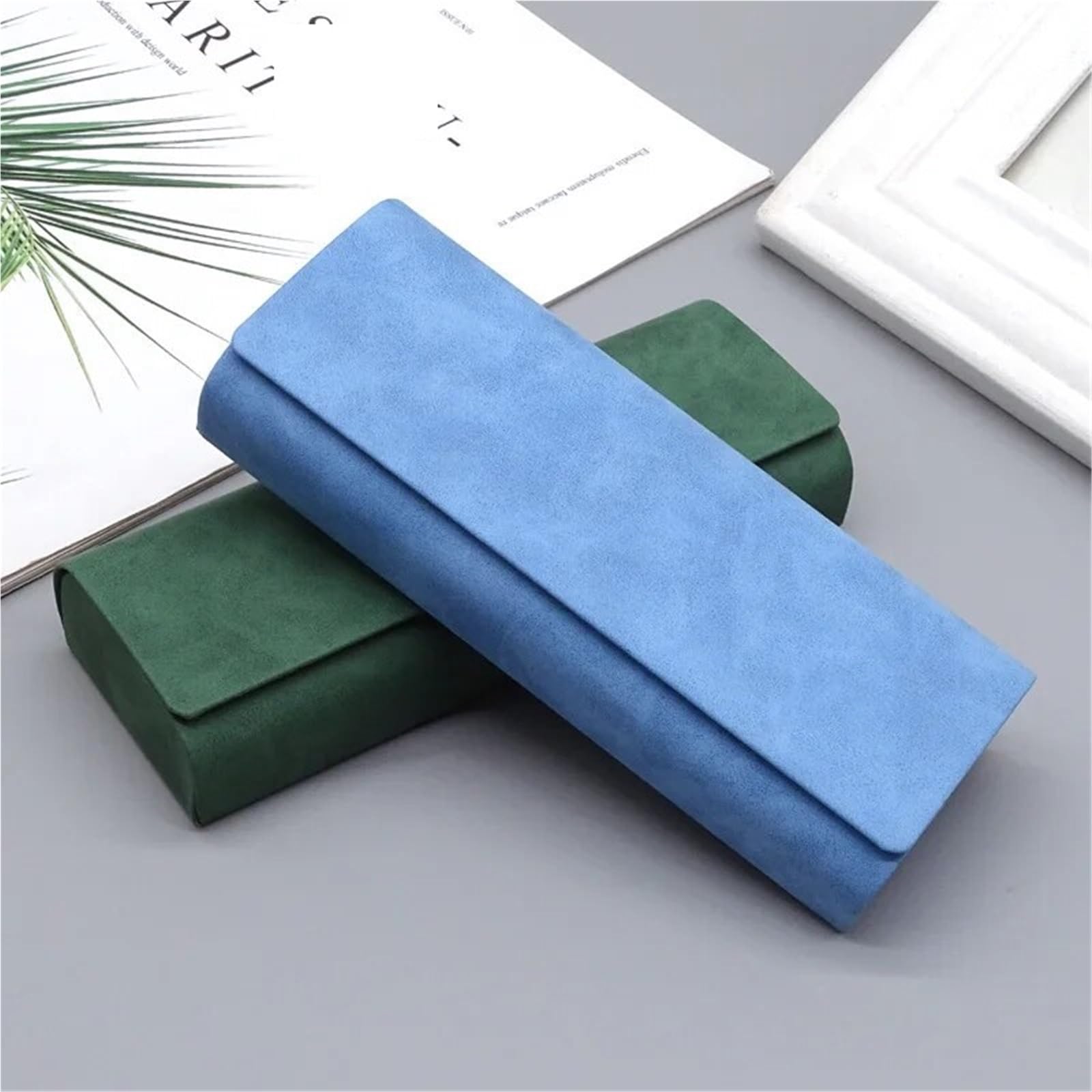 étui à lunettes, Étui à lunettes unisexe en cuir PU, portable, pliable/anti-écrasement