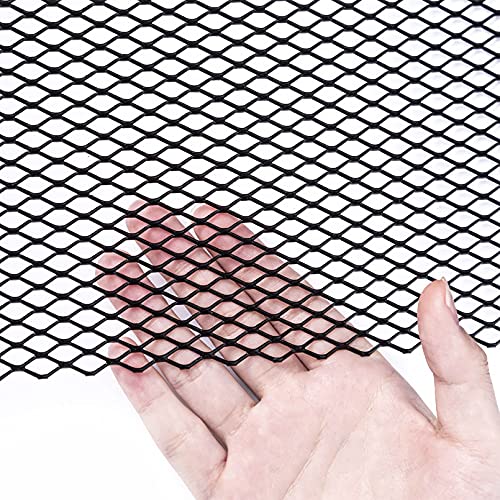 Universal Car Grill Mesh 40" X 13", Black-Painted Aluminum Alloy Automotive Grille Insert, Multifunctional Grille Mesh Roll (3 X 6Mm Rhombic Hole) #TOP4