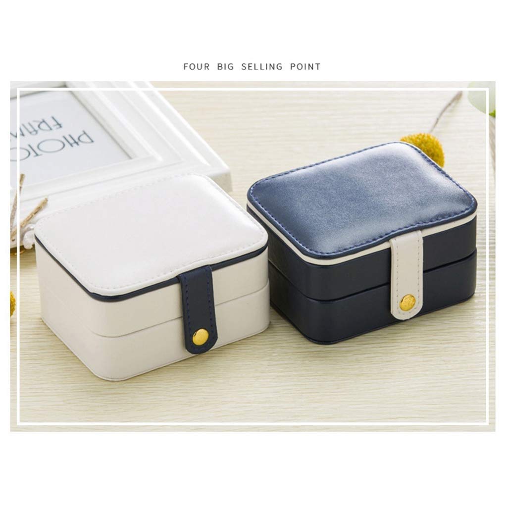 Estuche Organizador Joyero Organizador de Joyas para niñas Mini Estuche de Viaje Organizador de Viaje de Cuero Estuche de Almacenamiento para Pendientes Collar/a (A) Vision