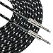 GLS Audio Instrument Cable - 1/4 Inch TS to 1/4 Inch Instrument Cable for Bass/Electric Guitar- Black/Grey Braided Tweed, 10ft