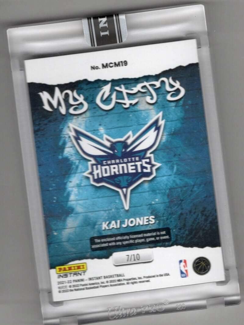 KAI JONES RC SP MEM 2021-22 Panini Instant My City MEMORABILIA 7/10 ROOKIE #19 MT-MT+ NBA Basketball Hornets