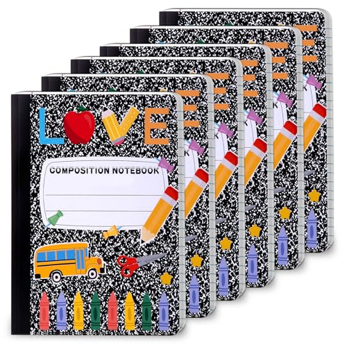 Carnet de notes de composition à lignes, cahier marbré 24x19 pour l'école