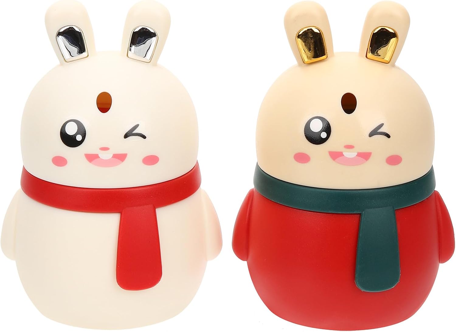Zerodeko 2pcs Rabbit Shape Automatic Toothpick Dispenser Pop-up Toothpick Holder Storage Box for Home Kitchen Desktop Use Red and White