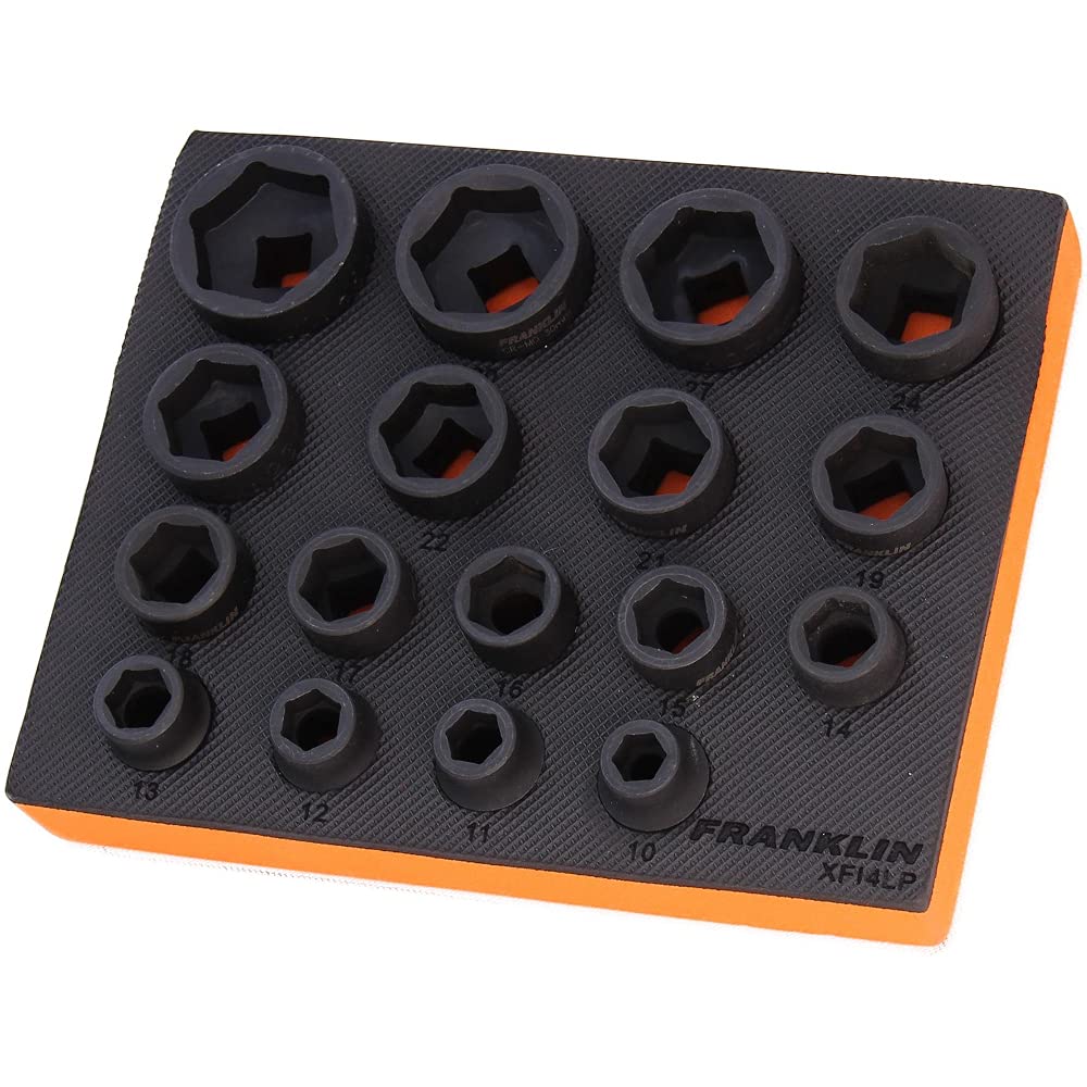 1/2" Drive Low Profile Impact Socket Set 17 Pcs 6 Point Franklin Tools XFI4LP