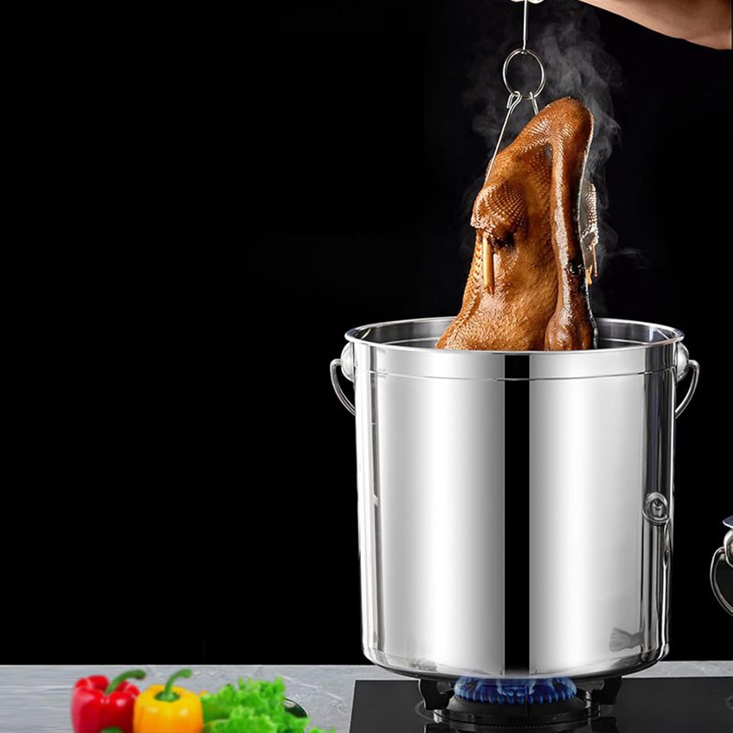 Stainless Steel Bucket with Lid - Large Capacity Container, Kitchen Food Storage for Rice and Flour, Premium Metal Canister with Secure Cover, Pantry Accessory, Multi-Purpose Holder for Soup