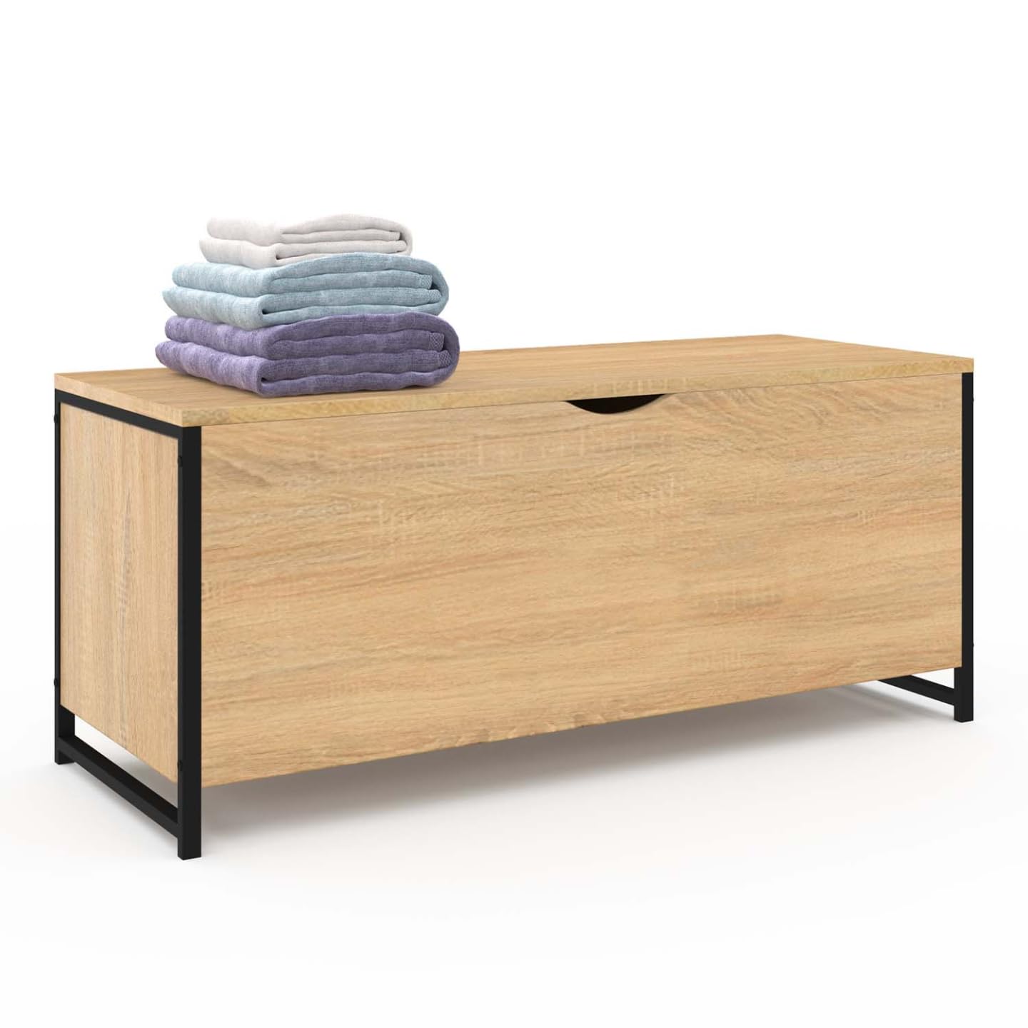 IDMarket - Aufbewahrungsbox 100 cm Detroit Holz und Schwarz Industriedesign